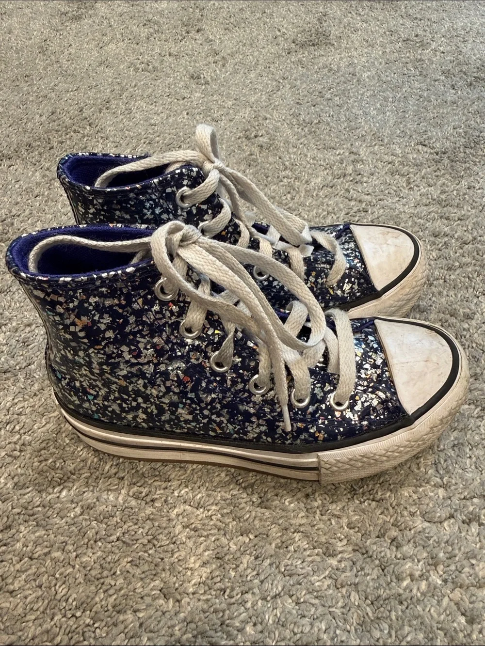Converse | Glitter High-Top Sneakers in Navy with Multicolor Flecks